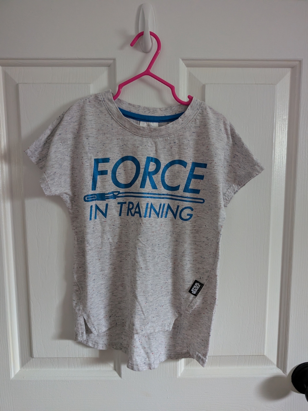 Disney Girls Star Wars Gray Blue 'Force in Training' Graphic T Shirt Size 5/6